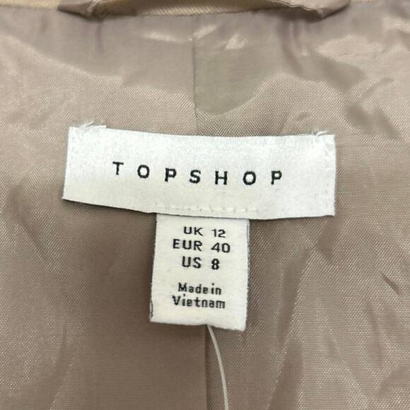 TOPSHOP NWT Tan Long Line Belted Button Down Blazer 8 - Picture 12 of 12